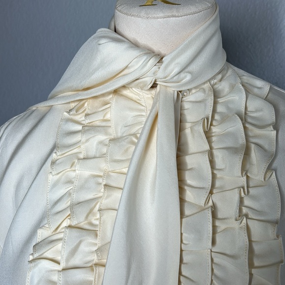 Ralph Lauren ruffled silk neck tie blouse - Picture 11 of 12